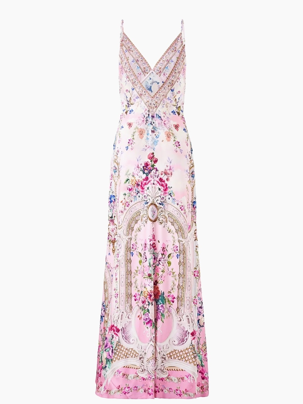 Women's Pink Floral Satin Slip Dress - Picture 4 of 9